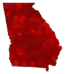 1976 Georgia County Map of General Election Results for President