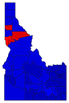 1976 Idaho County Map of General Election Results for President