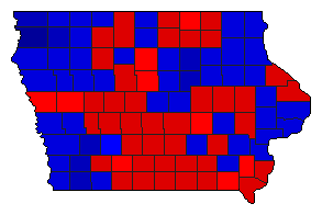 1976 Iowa County Map of General Election Results for President