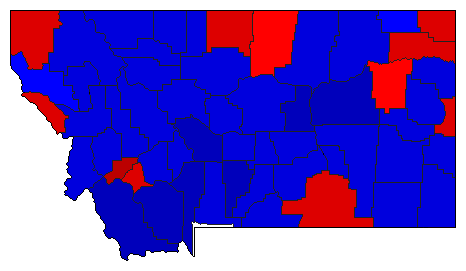 1976 Montana County Map of General Election Results for President