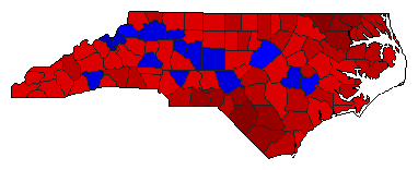 1976 North Carolina County Map of General Election Results for President