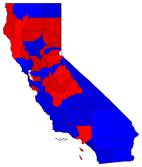 1976 California County Map of General Election Results for President