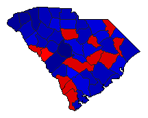 1984 South Carolina County Map of General Election Results for President