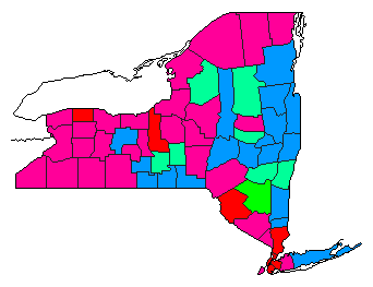 1992 New York County Map of Democratic Primary Election Results for President