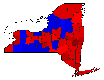 1998 New York County Map of General Election Results for Comptroller General