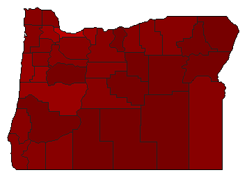 1998 Oregon County Map of General Election Results for Initiative