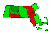 2016 Massachusetts County Map of Democratic Primary Election Results for President